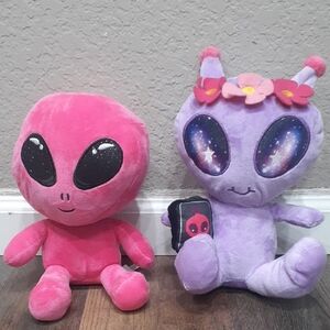 Pink and Purple Alien Plush Toy Set
